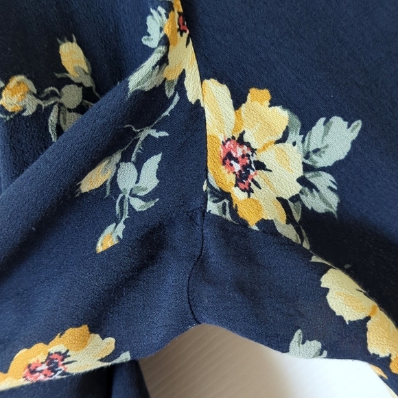 Abercrombie & Fitch Floral Tied Back Cropped Straight Wide Leg Jumpsuit Navy M - Picture 9 of 15